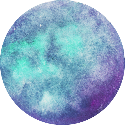 Hand-Painted Watercolor Space Galaxy Neon Blue and Violet Planet
